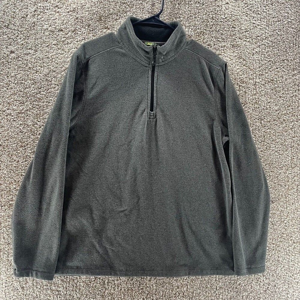 Bass Sweatshirt Adult Medium Grey Quarter Zip Fleece‎ Outdoors Logo Casual Prep